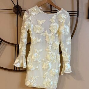 Elegant Cream Floral Dress